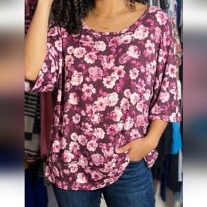 Grace Floral Long Sleeve Top - Pink and Purple